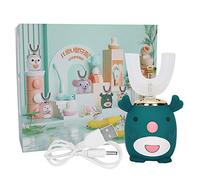 Cepillo de Dientes Eléctrico para Niños, Cepillo De Dientes De Silicona En Forma De U, Inalámbrica Cepillo Dientes Automatico, Cepillo de Dientes Sónico, Limpieza A Prueba de Agua(6-14 Jahre-Verde)