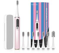 Cepillo de dientes eléctrico recargable para hombres y mujeres, cepillo de dientes eléctrico sónico para adultos, panel LED, temporizador de 2 minutos, 5 modos, 8 cabezales de cepillo, 40000 VPM