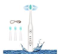 Cepillo de dientes eléctrico RED-NI Sonic, 4 cabezales de repuesto gratuitos incluidos como obsequio Ideal para niños adultos y parejas un cepillo de dientes impermeable con carga rápida USB (Blanco)
