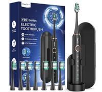 Cepillo de Dientes Eléctrico Sónico para Adultos - Cepillo Electrico Sónico con 8 Cabezales y Estuche de Viaje, 5 Modos, IPX7 Impermeable, Cepillo Dientes Electrico de Recargable, Negro Mate