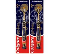 Cepillo de Dientes Infantil Colgate Harry Potter 6+ Años para Dientes de Leche y Permanentes, Limpia los Dientes Posteriores, Filamentos Blancos, Dorados y Negros, Ventosa para Almacenamiento Vertical