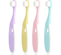 Cepillo de dientes suave nano para bebé, cepillo de dientes para niños de 1 a 12 años, cepillo de dientes suave con limpiador lingual, 4 paquetes (rosa (4 unidades), 1-12 años de edad