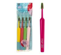 Cepillo de Dientes TePe Colour Compact, Extra Suave, Colores Surtidos,4 ud. | Cepillo de dientes para niños mayores y adultos con cabezal pequeño, Limpieza respetuosa con filamentos extra suaves