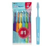 Cepillo de Dientes TePe Select, Extra Suave, Colores Surtidos, 6 ud. | Fácil eliminación de la placa con cabezal cónico, Cepillo de dientes de cerdas extrasuaves para una limpieza respetuosa