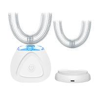 Cepillo de Dientes Ultrasónico Automático, Cepillos de Dientes Ultrasónicos de 360 ° Eléctrico Kit de Blanqueamiento Dental, Cargar IPX7 a Prueba de Agua con Cabezales de Repuesto (blanco)