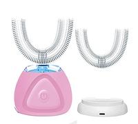 Cepillo de Dientes Ultrasónico Automático, Cepillos de Dientes Ultrasónicos de 360 ° Eléctrico Kit de Blanqueamiento Dental, Cargar IPX7 a Prueba de Agua con Cabezales de Repuesto (rosa)