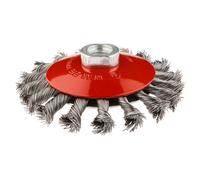 Cepillo de disco de alambre, curvado, 115 mm x M14, acero inoxidable