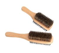 Cepillo de Doble Cara de Cerdas de Jabalí para Bigote y Cabello | Pack de 2 Unidades, Mango de Madera de Caucho, Cerdas de Nailon y Jabalí, Peinado y Alisado