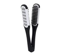 Cepillo de doble cara para barba, cepillo alisador de pelo, cepillo profesional para barba, herramienta de peinado (negro y blanco)