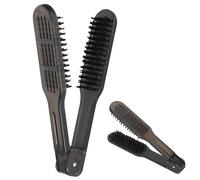 Cepillo de doble cara peine alisar, cepillo de alisar, cerdas de jabalí peine de pelo, pinza de peine de doble cara para cepillo de pelo sano, alisar los frisottis(Negro)