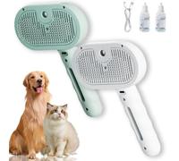 Cepillo de ducha de piel fresca, solución de baño de pelo fresco, 3 en 1, peine de depilación para mascotas para desprendimiento y aseo para perros y gatos de pelo corto largo, botón de liberación (2