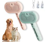 Cepillo de ducha de piel fresca, solución de baño de pelo fresco, 3 en 1, peine de depilación para mascotas para desprendimiento y aseo para perros y gatos de pelo corto largo, botón de liberación (2