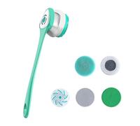 Cepillo de ducha eléctrico, exfoliante corporal, recargable, con 6 cabezales extraíbles, resistente al agua, rotación automática para exfoliar, masaje, doble menta verde