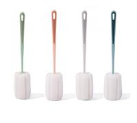 Cepillo de esponja, cepillo para botellas con mango largo, cepillo para la limpieza de esponja, cepillos de esponja para limpiar vasos de vino, cuencos y tazas, jarrones de cristal (4 unidades)