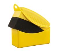 Cepillo de esponja for pulir y encerar llantas coche con funda, almohadillas aplicadoras ABS for lavado limpieza neumáticos, accesorios for detalles(Yellow with cover)