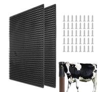 Cepillo de fregado para ganado - Págalo rayado Cavallì | Almohadilla de masaje antipicor y traje | Goma resistente, 2 piezas para caballí, ganado, cerdo, perro, granja, establo, vallas, pasto