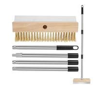 Cepillo De Horno De Pizza - Limpiador De Piedra De Mango Extra Largo Con Raspador | Herramienta De Limpieza De Parrilla Resistente Al Calor Para Cocina Al Aire Libre, Restaurante Comercial