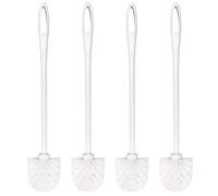 Cepillo de Inodoro Blanco de cerdas Suaves y Mango Largo, Cepillo de Inodoro y Soporte, Limpiador de escobilla de Inodoro de plástico ecológico, 36 cm de Longitud del Mango (Paquete de 4)