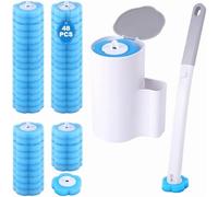 Cepillo de inodoro desechable con 48 recambios de limpieza y soporte de pared, cepillo para inodoro con limpiador para la higiene del baño.