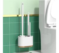 Cepillo de inodoro - Juego de limpiador de cerdas de silicona con soporte ventilado para montaje en pared y uso de pie, diseño flexible para limpieza profunda de inodoros