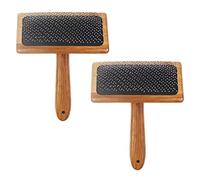 Cepillo de lana para cardar, 2 cepillos de cardado de madera, peine limpiador de fieltro con mango para perros y gatos/hilado y tejido (tamaño L)