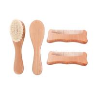 Cepillo de Lana y Peine de Haya para Ñiño Recién Nacido | Madera y Lana, Kit de Aseo Infantil, Cuidado del Cuero Cabelludo, para Higiene y Calma del Ñiño