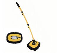 Cepillo de lavado de coche, mango telescópico, cepillo de limpieza de coche, curva de 15°, microfibra mejorada, aleación de aluminio, mango largo con 1 cepillo de lavado de coche