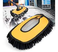 Cepillo de lavado de coche telescópico con arco de 15°, Curvo Cepillo Lavar Coche, Suministros De Limpieza De Automóviles De Microfibra, para Limpiar Caravanas Furgonetas y Coches Camiones SUV