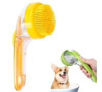 Cepillo de lavado para perros con dispensador de jabón, cepillo de baño para perros de belleza, cepillo de baño con función de lavado, magia para mascotas (amarillo)