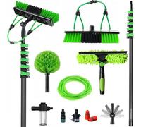 Cepillo de Lavado Telescópico de de Fibra de Carbono, 3,6-20m Extensible, Kit de Limpieza de Paneles Fotovoltaicos, Techo de Terraza, Set de Limpieza para Jardín de Invierno (50cm Cepillo,9m)