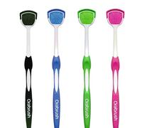 Cepillo de lengua de cerdas suaves para orabrush, suave en el reflejo nauseoso, diseño ergonómico, refresca el aliento para mejorar la higiene dental, 4 raspadores de lengua, paquete de 4