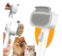 Cepillo de limpieza automática, cepillo 2 en 1 para gatos para desprendimiento, herramienta de aseo agradable a la piel para mascotas de pelo largo y medio largo, longitud de cerdas ajustable con
