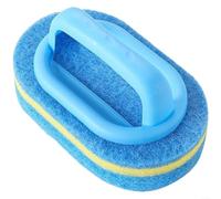 Cepillo de limpieza con cabezal de esponja para baño y cocina, ergonómico para eliminar manchas en azulejos y vidrio, material de fibra especial suave, sin arañazos, fácil de limpiar, 14 x 9 cm, azul