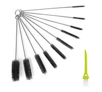 Cepillo de Limpieza de Botellas, 10 Unidades, con 1 Cepillo de Limpieza de hendiduras, Cepillo de Limpieza de tuberías, Cepillo de Limpieza de Paja,para Limpiar Botellas de Cuello Estrecho (Negro)