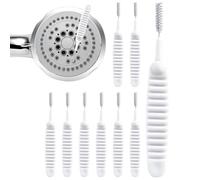 Cepillo de limpieza de cabezal de ducha, herramienta de descalcificación de boquilla para mantenimiento de baño para hogares, mango flexible de cerdas de nailon, kit de limpiador de ranura estrecha