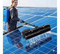 Cepillo de limpieza de paneles solares, poste de extensión de 24 pies con suministro de agua, lavable de doble acción para paneles fotovoltaicos al aire libre y limpieza profunda del techo