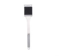 Cepillo de limpieza de parrilla de acero inoxidable con raspador de precisión y cerdas de alto recuento para parrillas eléctricas de gas de carbón, anillo de almacenamiento (L)