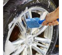 Cepillo de limpieza de ruedas de coche, mango de motocicleta, herramienta de limpieza suave y reutilizable para tienda de lavado de automóviles (azul)
