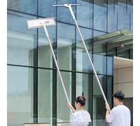 Cepillo De Limpieza De Ventanas De Limpiaparabrisas De Goma para El Hogar, Poste De Limpieza Telescópico De Aleación De Aluminio De 1,35-12,2 M con Cabezal De Trapeador Grande De 38 Cm,