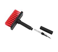 Cepillo de limpieza del teclado, herramienta de limpieza de auriculares 5 en 1 multifunción, diseño separado y de 3 filas con cepillo suave para uso diario (Rojo negro)