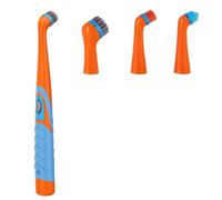 Cepillo de Limpieza eléctrico Multiusos, Cepillo de Limpieza Giratorio eléctrico doméstico con 4 Cabezales para baños, cocinas, Azulejos y bañeras (Naranja Azul)