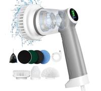 Cepillo de limpieza eléctrico para el hogar, limpiador de azulejos recargable con indicador LED, 2 modos, cepillo eléctrico con 7 cabezales de cepillo para bañera, azulejos, suelo, neumáticos de coche
