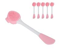 Cepillo de Limpieza Facial, Mascarilla de Barro de Drenaje Linfático Cepillo Masaje de Silicona para Hotel en Casa para Salón de Belleza para Mujeres(Polvo de dos cabezas blanco)