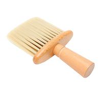 Cepillo de limpieza facial suave, cepillo facial de peluquero con mango de madera, cepillo de corte de pelo de peluquero para plumero de cuello facial(Beige)