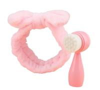 Cepillo de limpieza manual 2 en 1, cepillo de limpieza facial, diadema con lazo, diademas de maquillaje, limpiador profundo