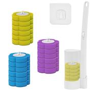 Cepillo De Limpieza para El Inodoro, Juego De Cepillos para El Baño Montados En La Pared, Equipado con 18 Cabezas De Cepillo, Cepillo De Limpieza Sin Toque Ahorra Espacio