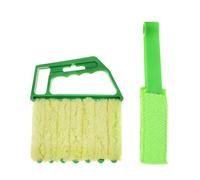 Cepillo de Limpieza para Persianas 2 Piezas Verde Mango | ABS y Felpa, Agarre Antideslizante Orificio para Colgar, para Lamas Verticales y Blindes