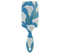 Cepillo de lirios de cala blanco y azul para cabello mojado. Cepillo de masaje diseñado para cabello grueso con mango ergonómico para cabello rizado