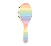Cepillo de madera con tiras frescas de arco iris, cepillo de madera para cabello natural
