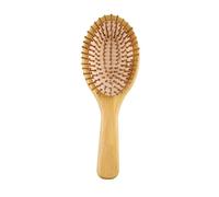 Cepillo de madera de bambú para el cabello, masajeador de cuero cabelludo para el crecimiento del cabello, antiestático, cepillo alisador de barba y haya (peine de masaje ovalado)